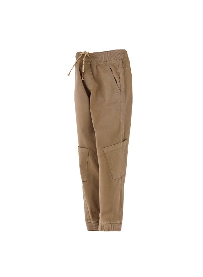 JAM Boys Brown Cotton Jogger Pants with Cargo Pockets - Image 3